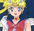 Sailor Moon con una de las galletas de Rini